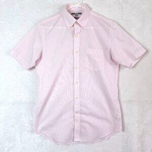 Uniqlo Slim Fit Micro Grid Textured Button Up Oxford Shirt Mens S Pink